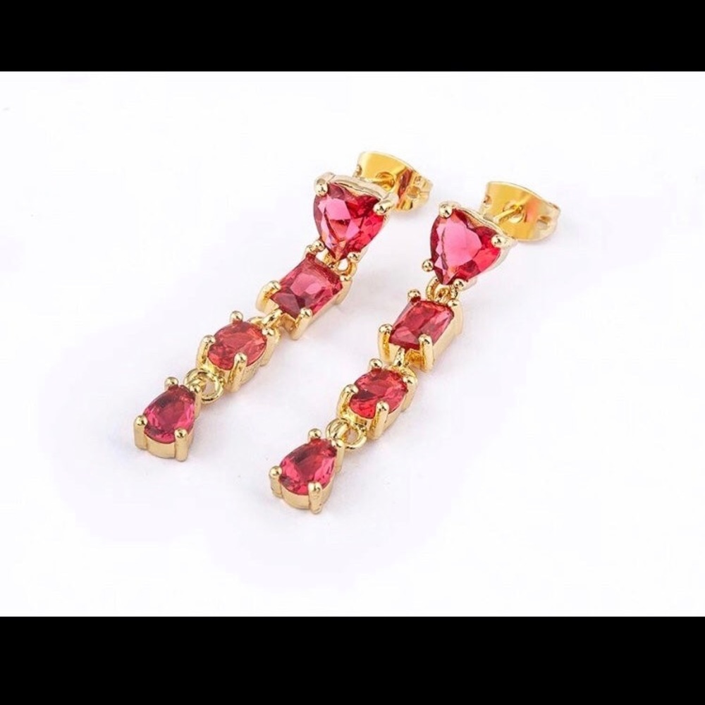 - Gorgeous Swarovski Elements Ruby Crystal Earrin… - image 2